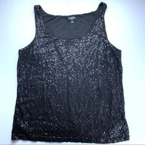 Talbots women's black sequin tank top, large